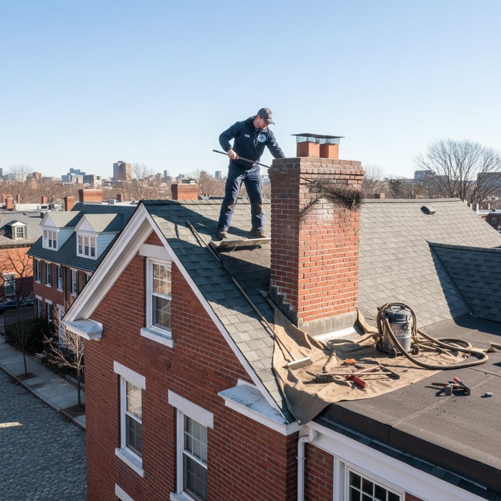 True Guard Chimney Sweep team working on chimney